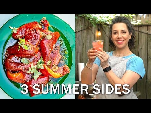 Summer Sides Trio: Roasted Red Peppers, Tomato Bruschetta, & Mezcal Margarita