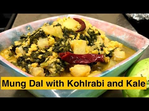 Mung Dal with Kohlrabi and Kale