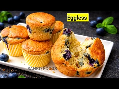 Soft & Moist Eggless Blueberry Cupcakes
