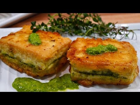 Tofu Appetizers with Green Herb Chutney